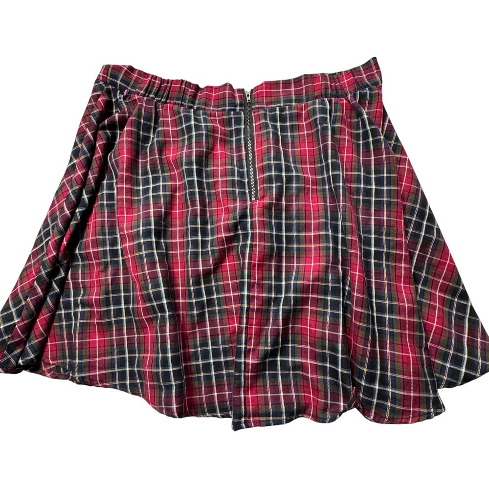 Torrid Plaid Mini Skirt Women 2 Red Excellent Pleated Academic Tartan Zip Back - Picture 2 of 6